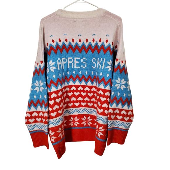 ASOS Design Aspres Ski Holiday Christmas Winter Sweater Size 12 Snowflakes Heart - Picture 3 of 5